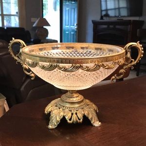 Baccarat Crystal Bronze guilt footed centerpiece